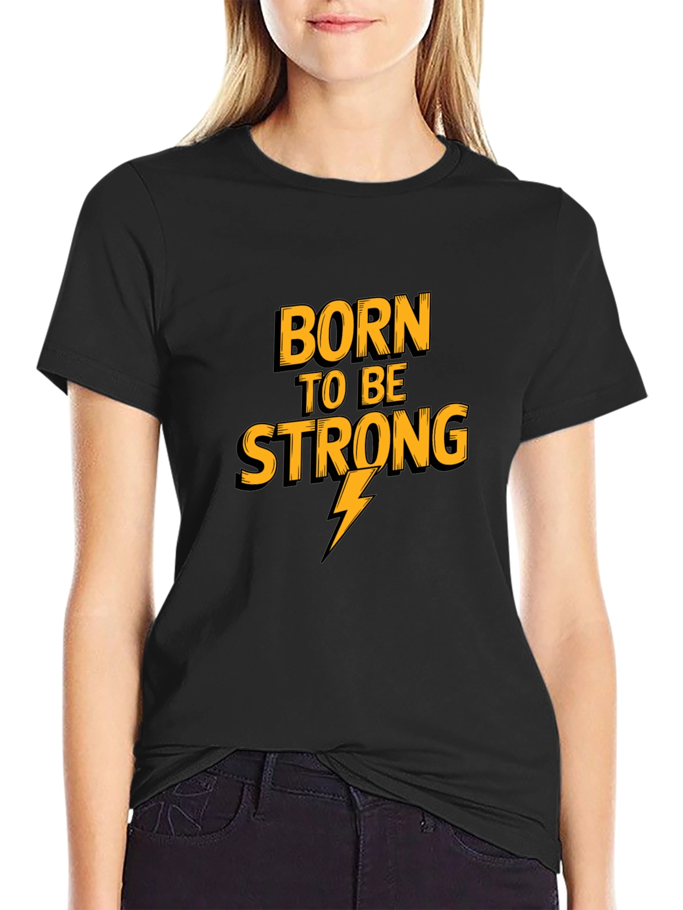Born To Be Strong Mens Black Graphic Tee
