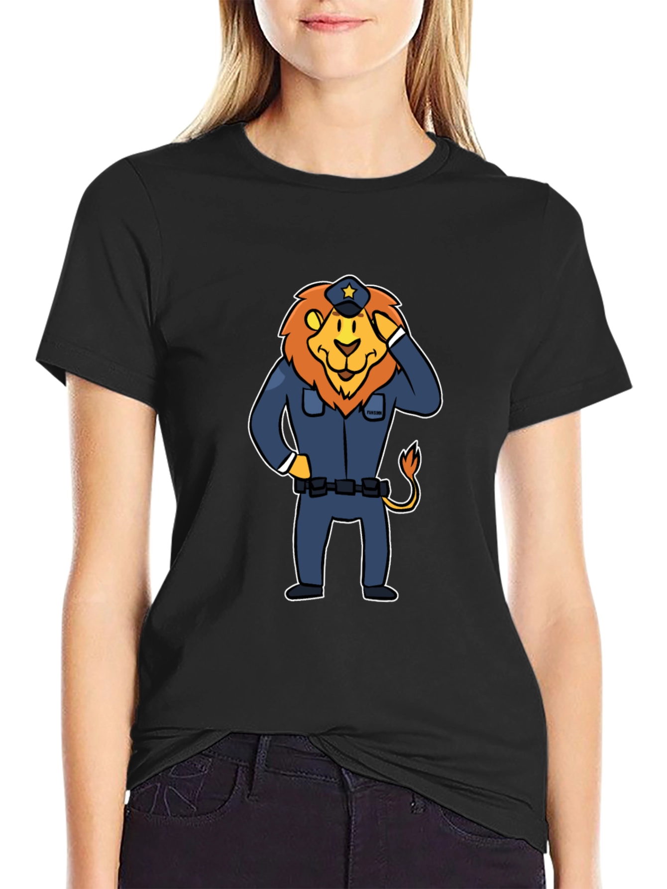 Lion Police Officer T-Shirt - Cartoon Design