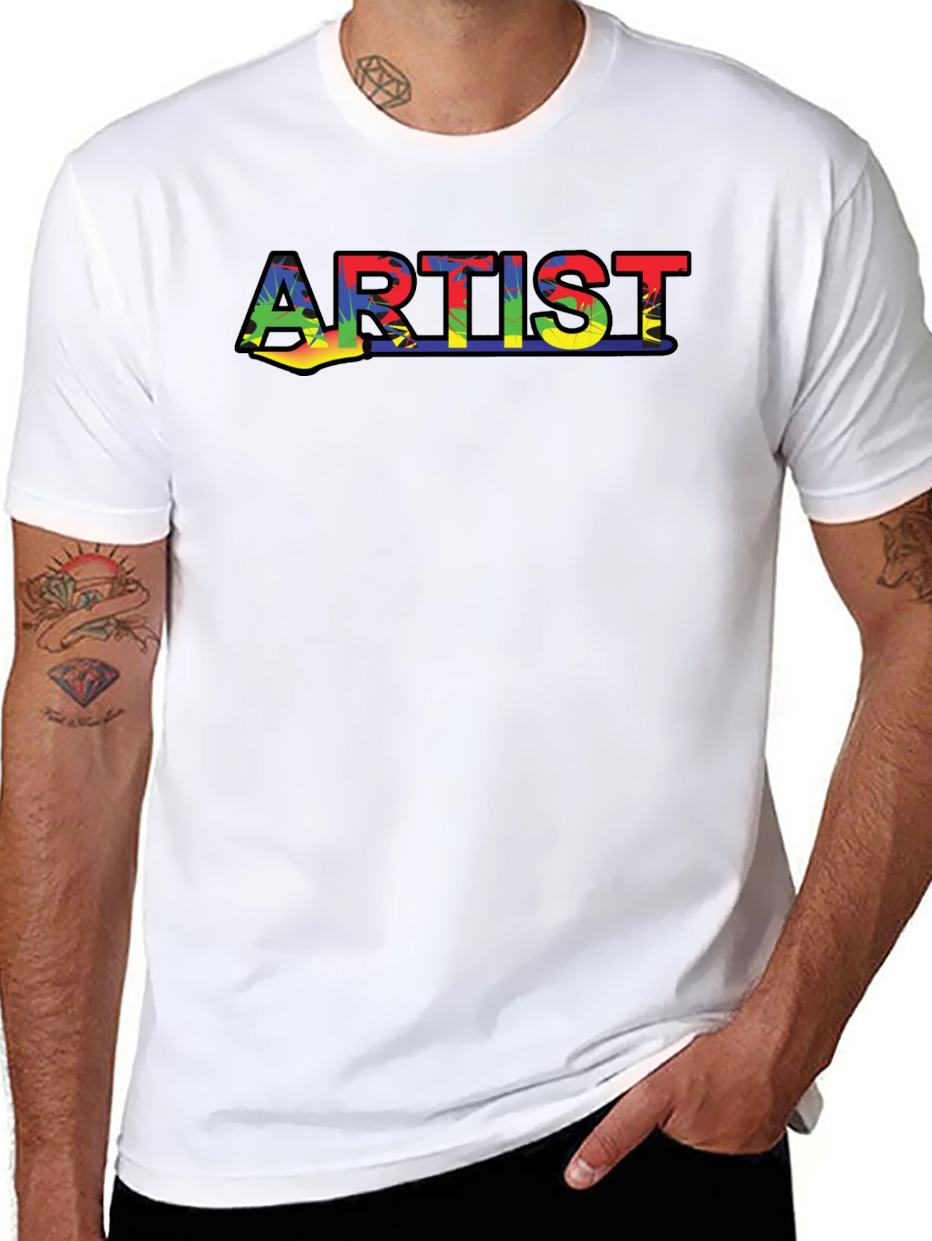 Artist Rainbow Print Black T-Shirt