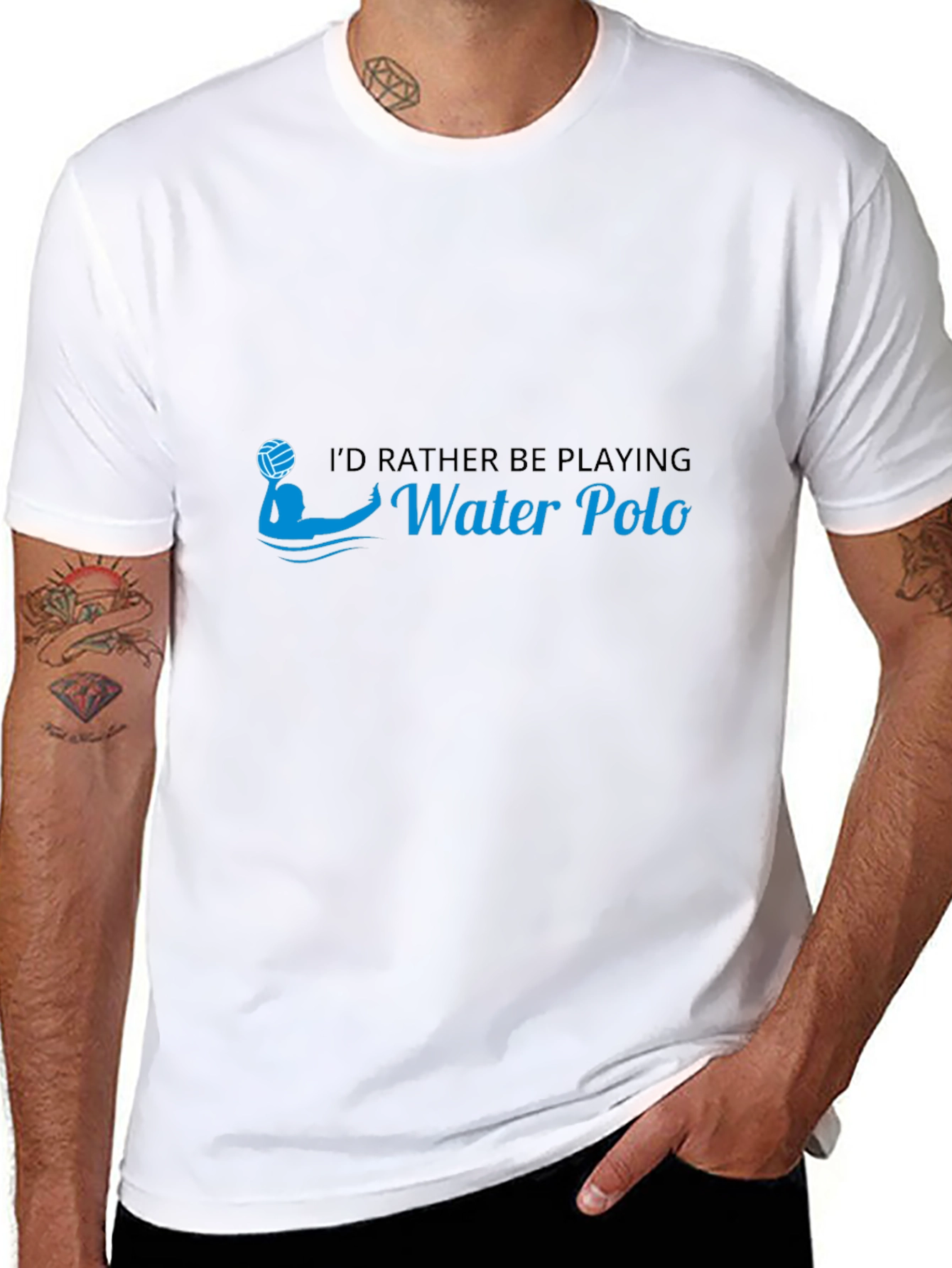 Water Polo Player T-Shirt - Black Cotton