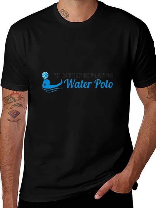Water Polo Player T-Shirt - Black Cotton