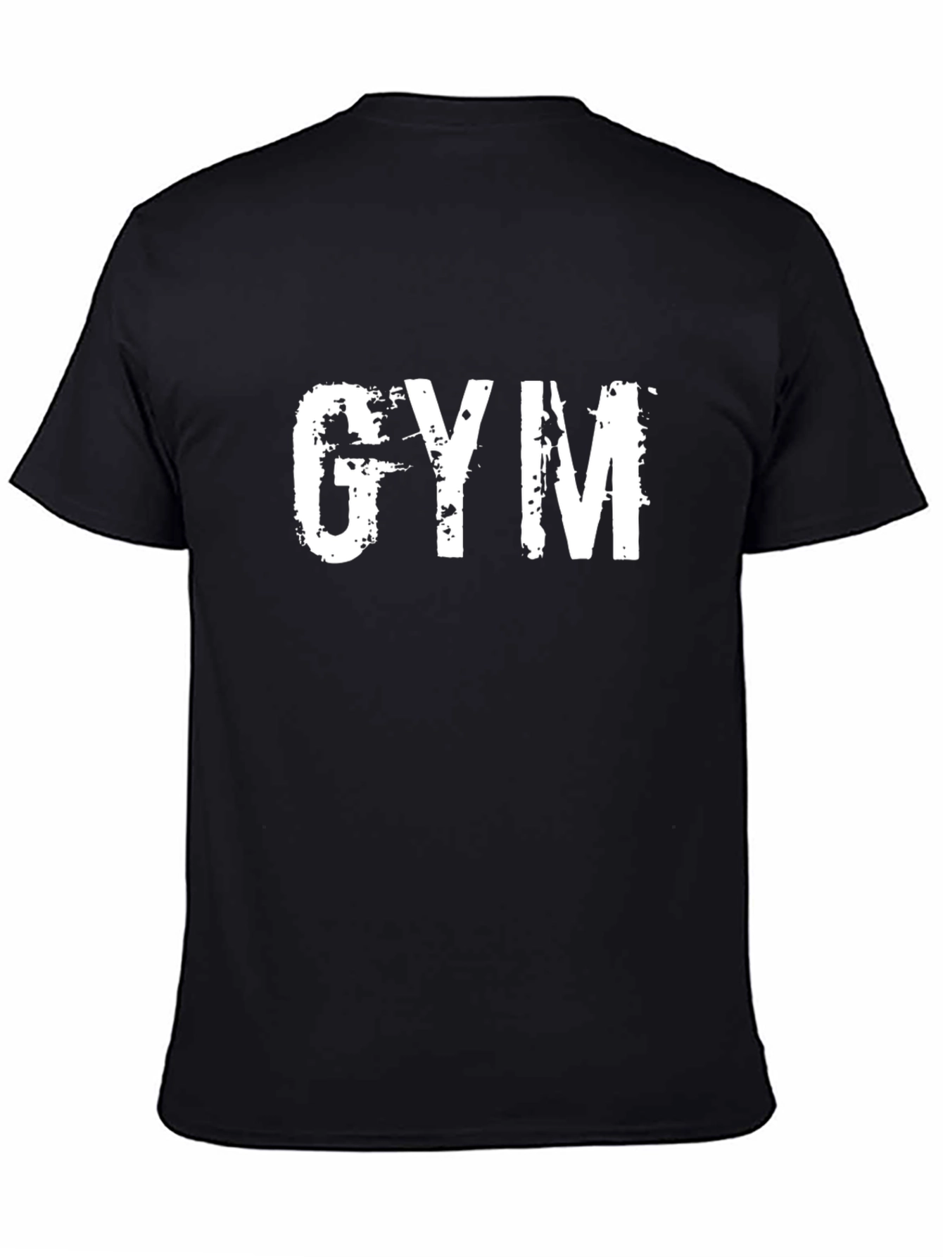 Gym T-Shirt - Distressed Print Black Cotton