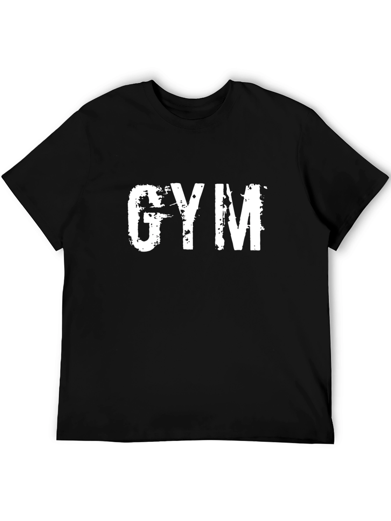 Gym T-Shirt - Distressed Print Black Cotton
