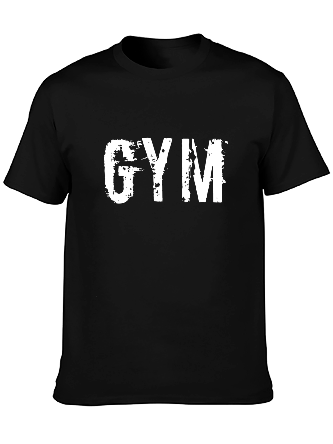 Gym T-Shirt - Distressed Print Black Cotton
