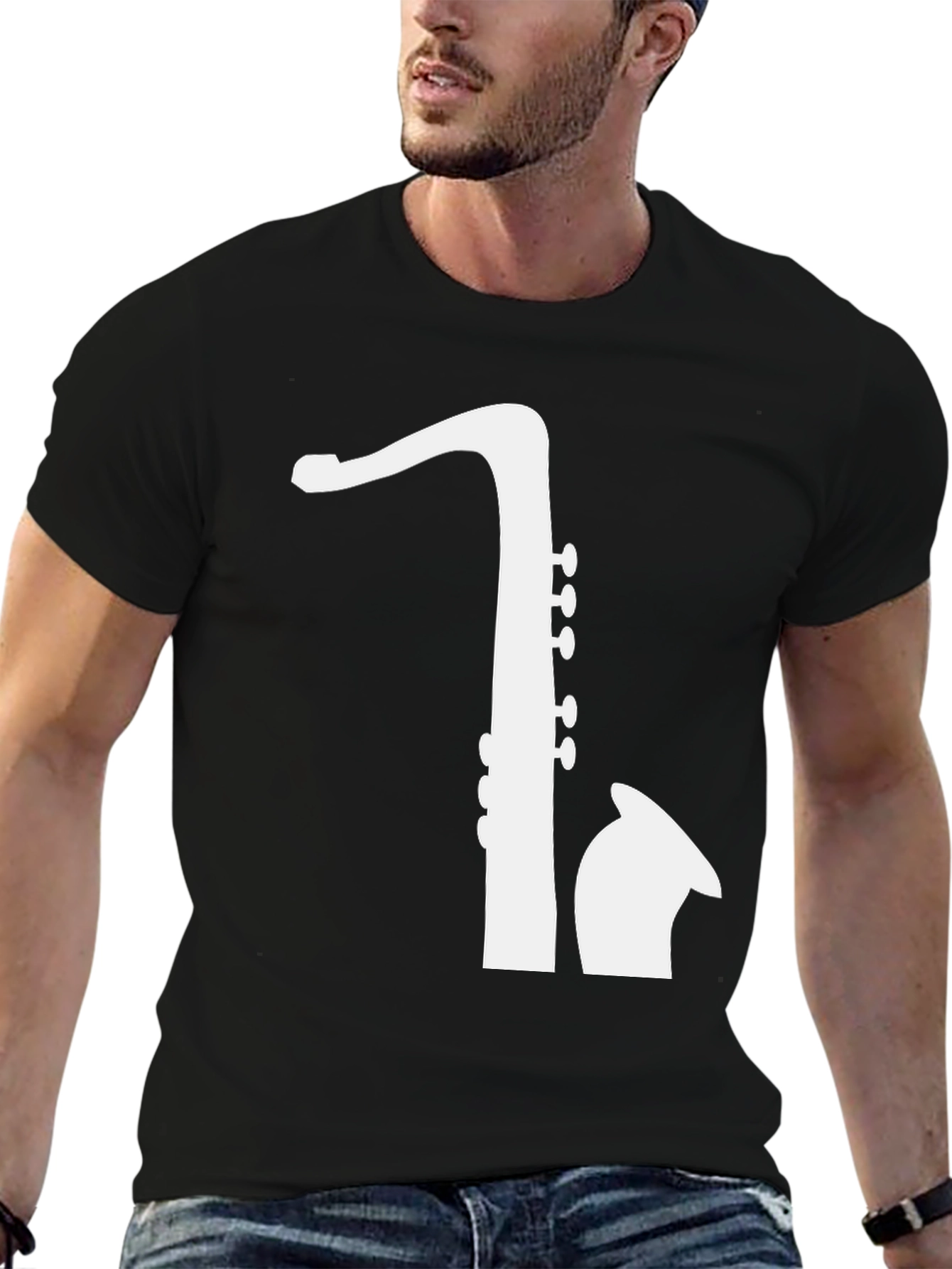 Saxophone Graphic Tee - Musicians Black T-Shirt