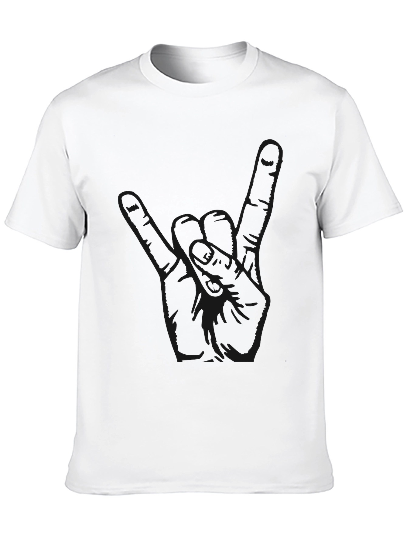 Black Graphic Tee - Rock On Hand Sign