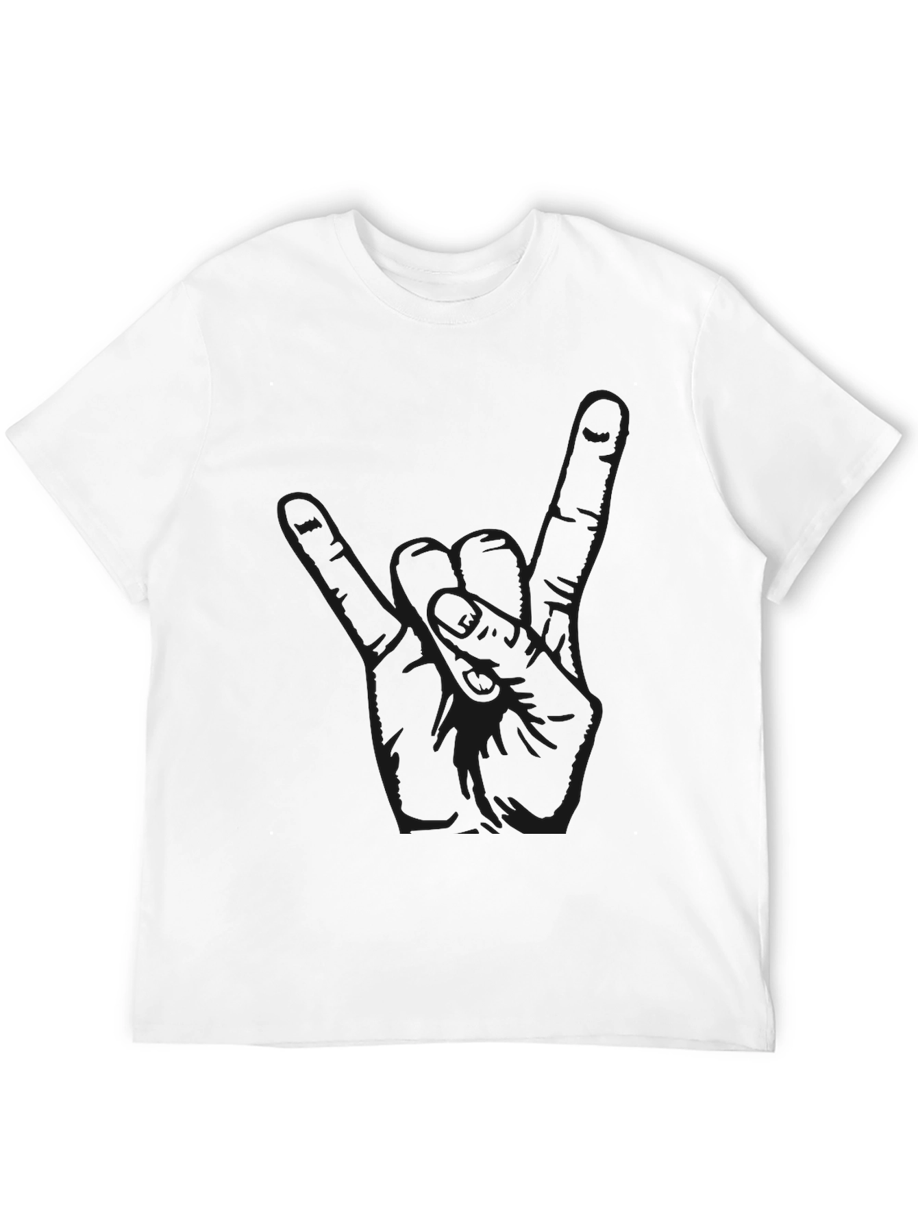 Black Graphic Tee - Rock On Hand Sign
