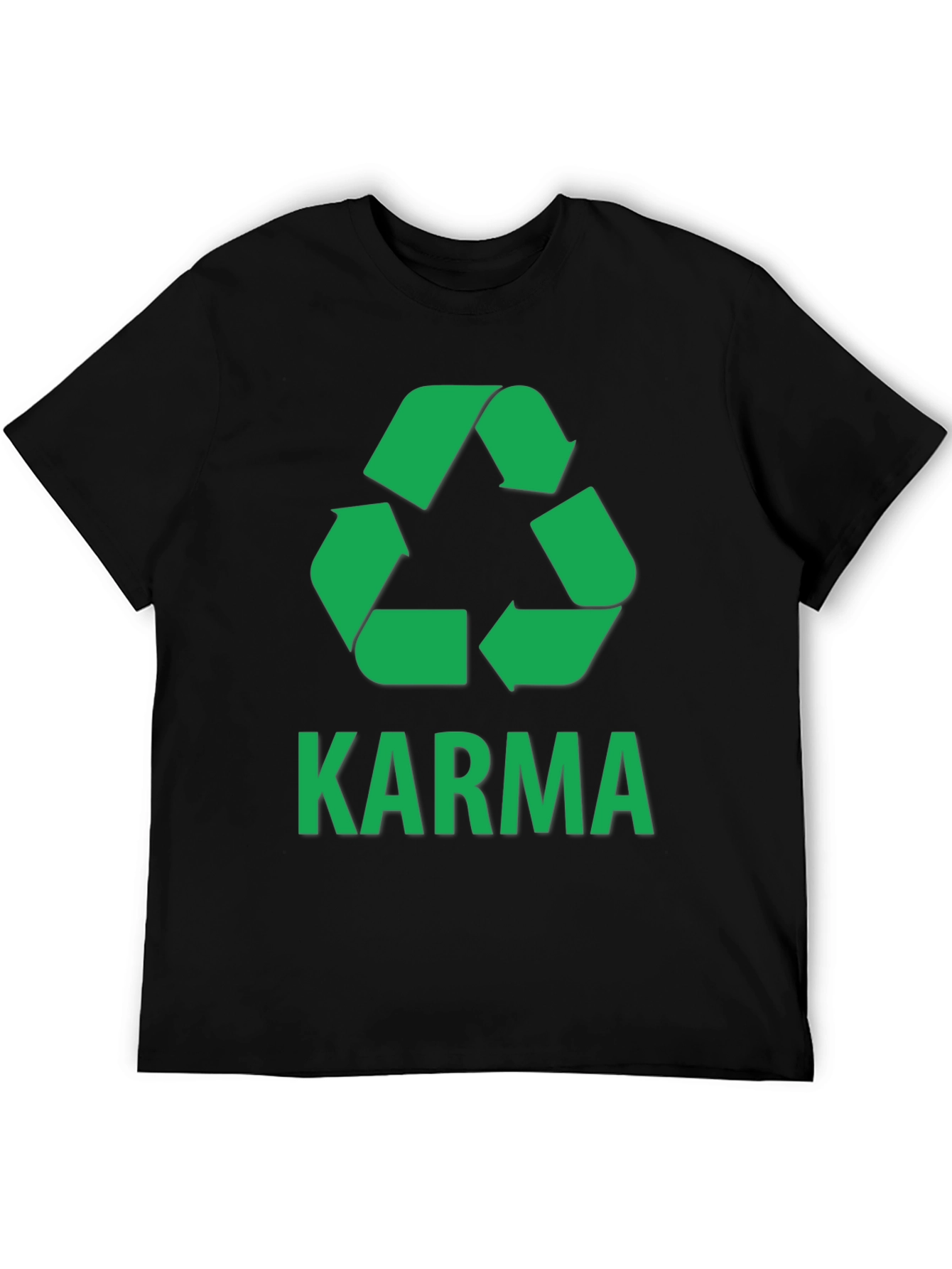 Karma Recycle T-Shirt - Green Print on Black