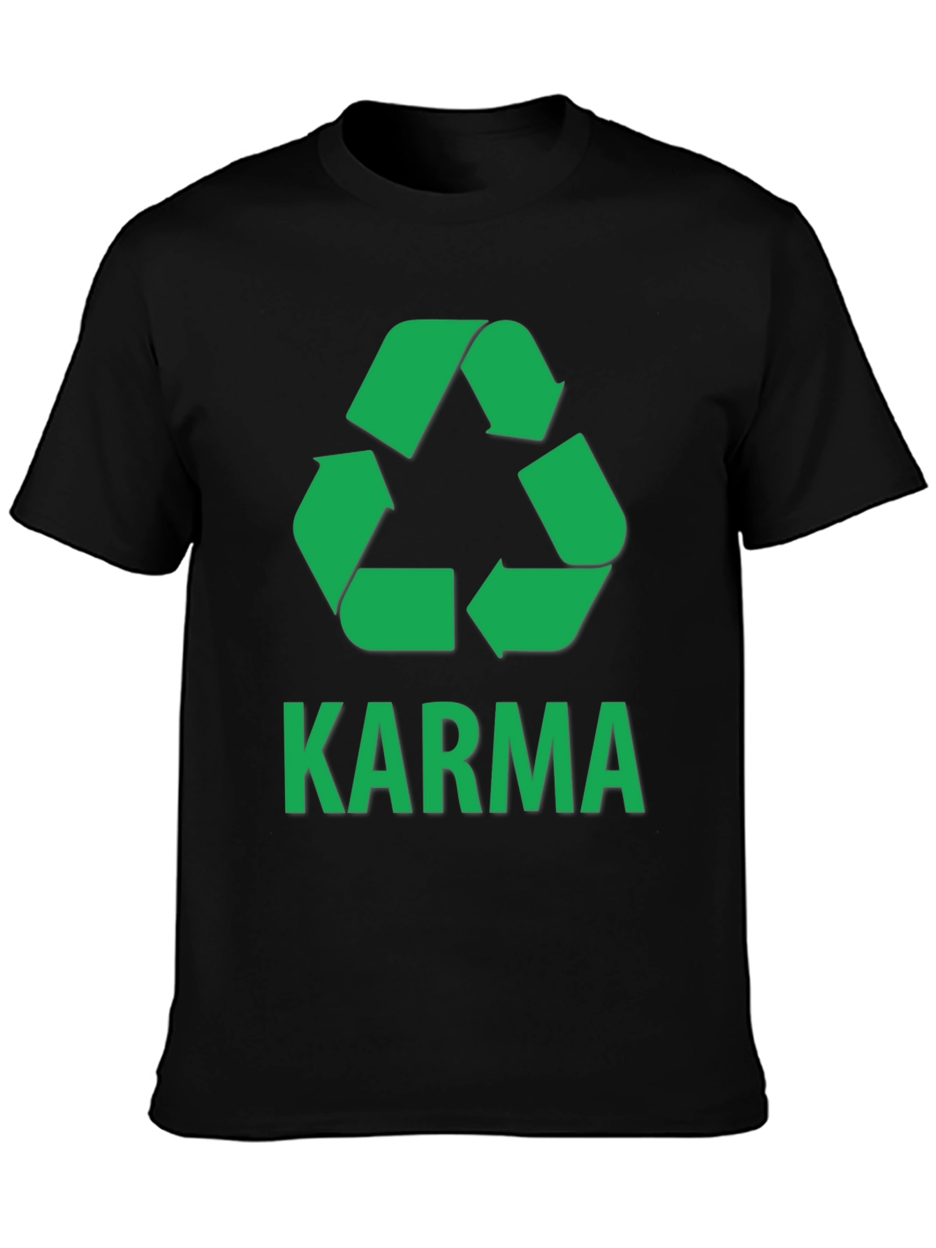 Karma Recycle T-Shirt - Green Print on Black