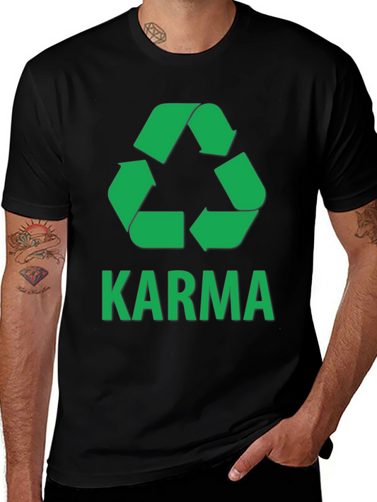 Karma Recycle T-Shirt - Green Print on Black