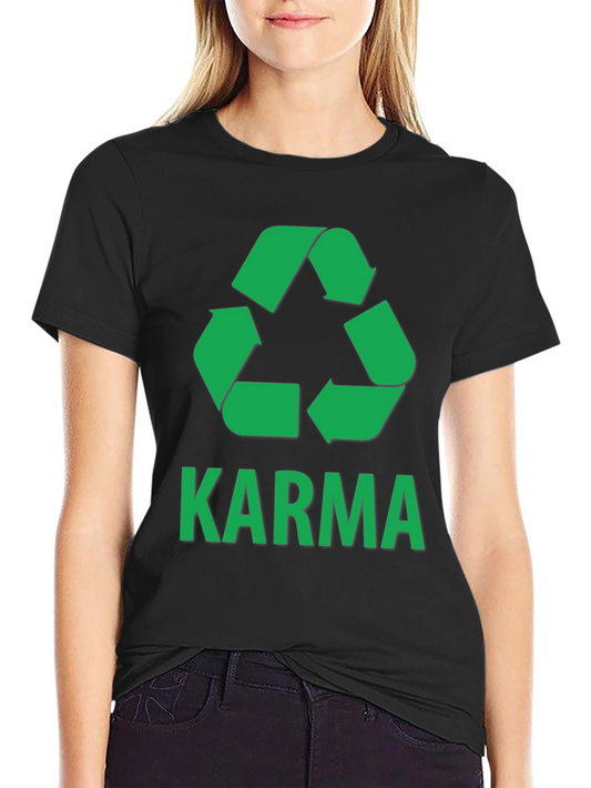 Karma Recycle T-Shirt - Green Print on Black