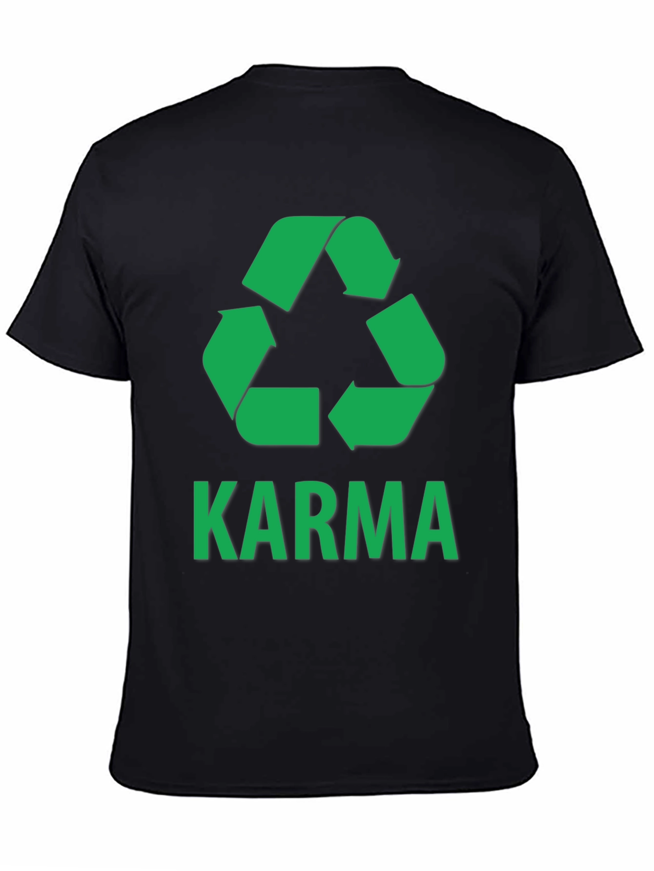 Karma Recycle T-Shirt - Green Print on Black