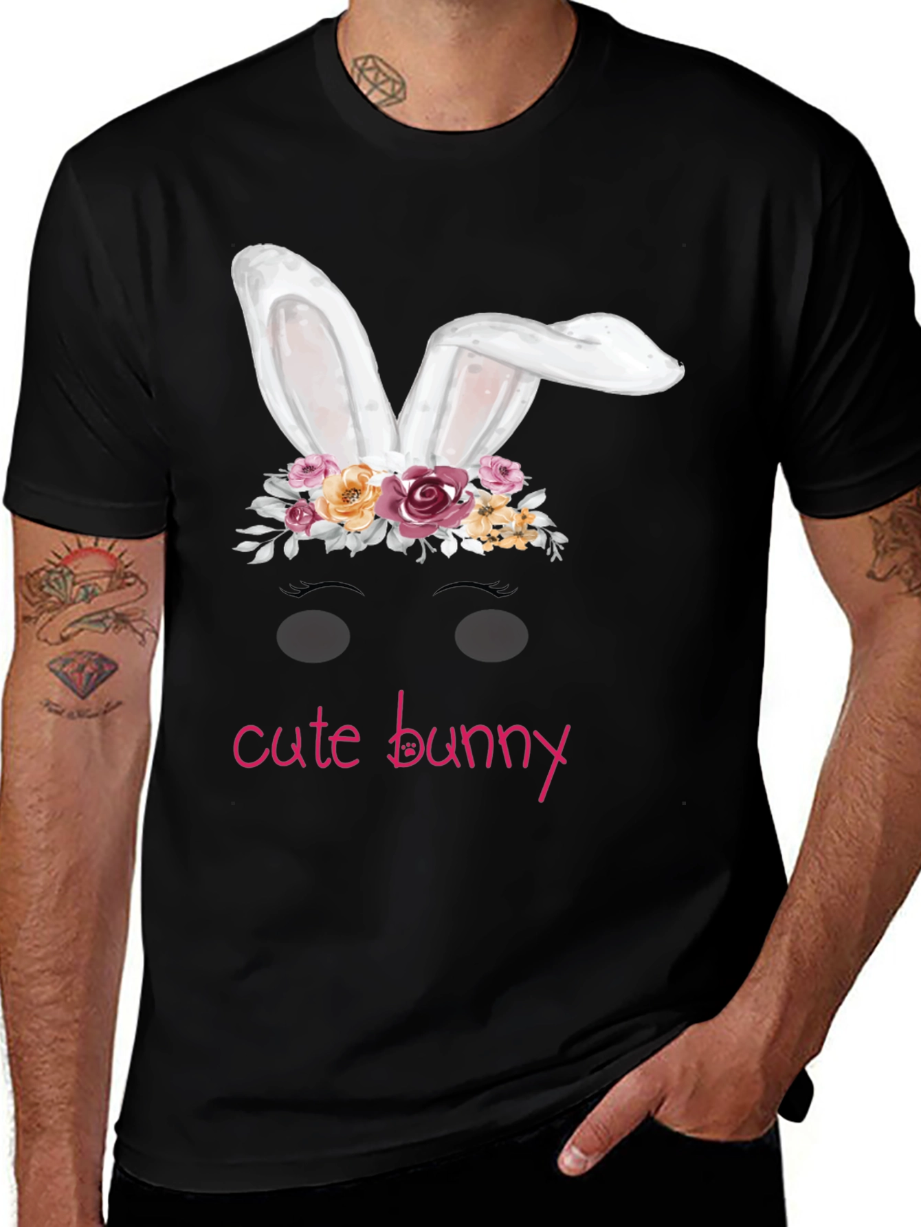 Cute Bunny Easter T-Shirt Black