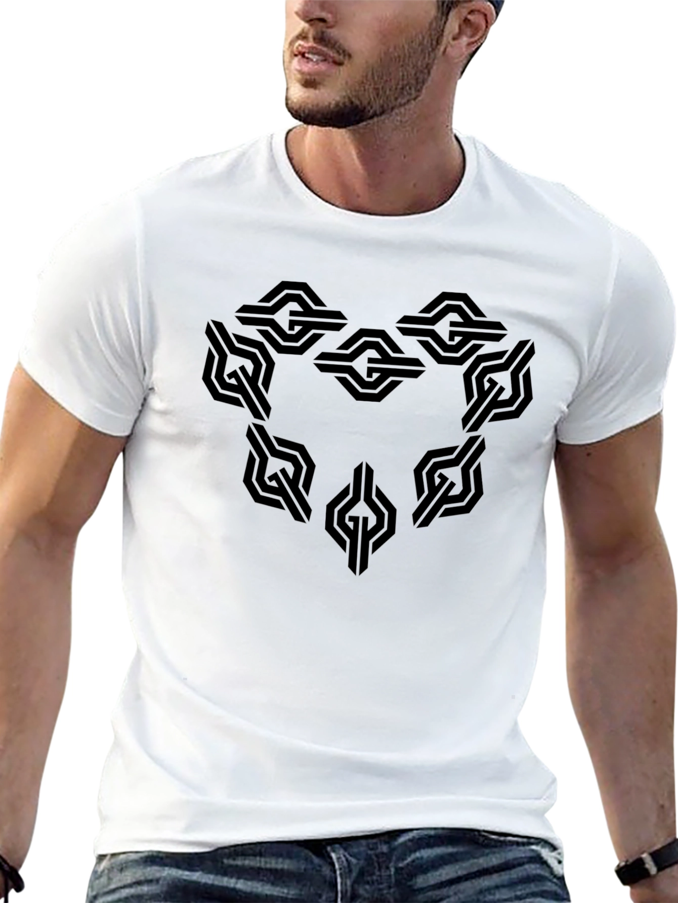 Geometric Design Black T-Shirt