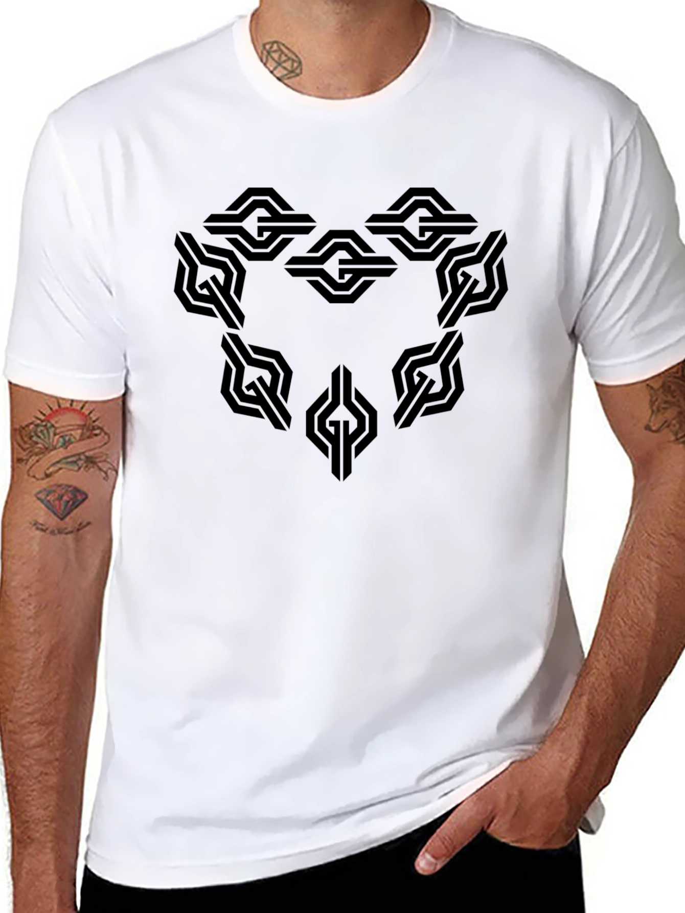 Geometric Design Black T-Shirt