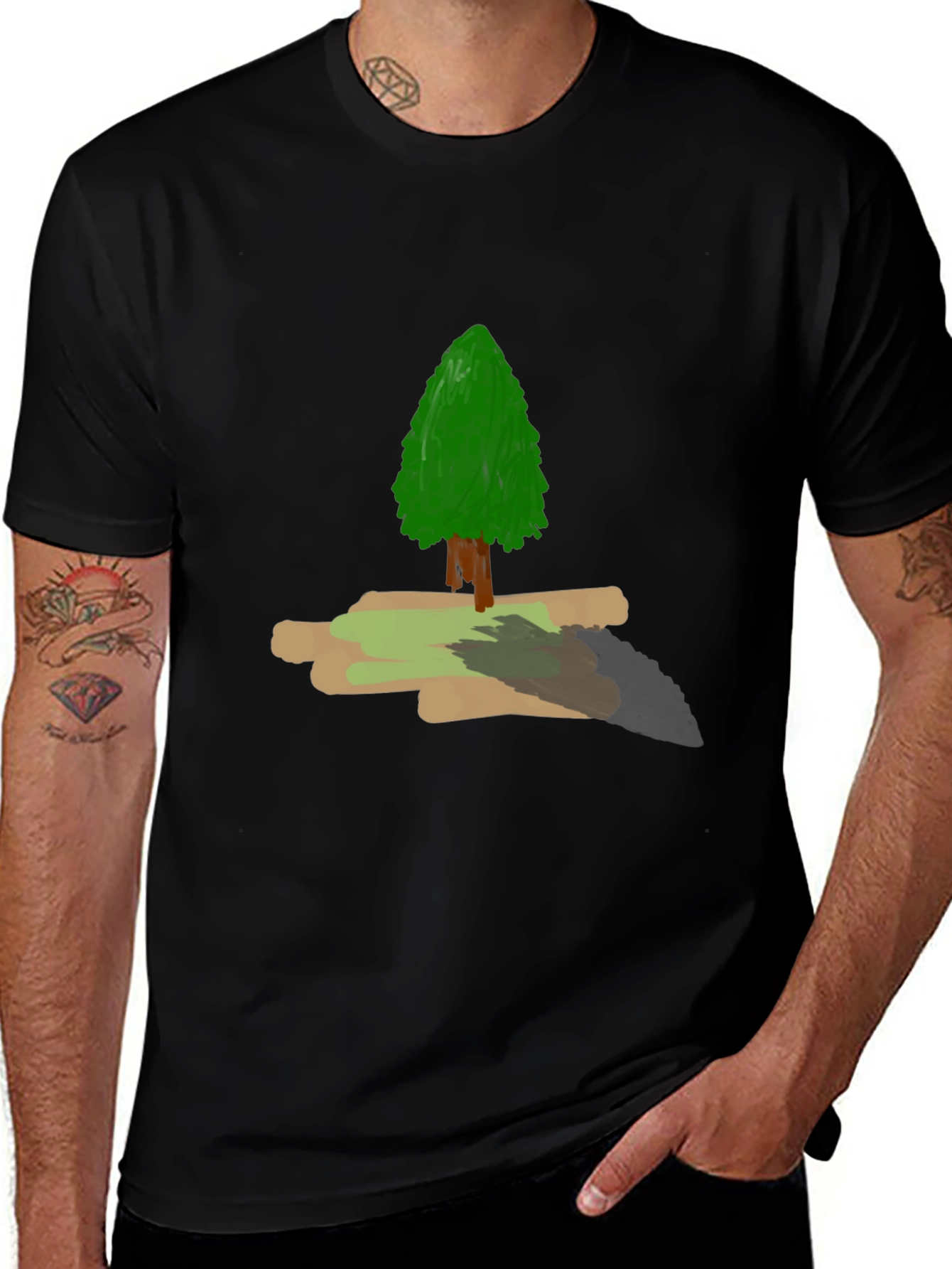 Nature Tree Graphic Tee - Mens Black T-Shirt