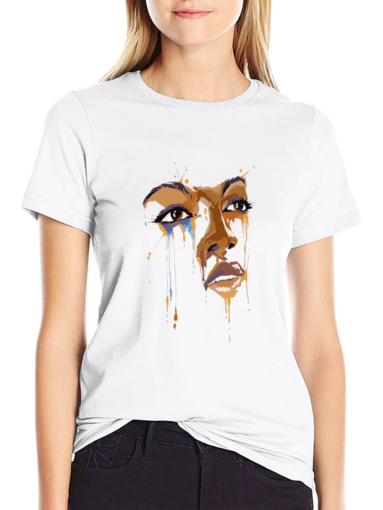 Artistic Face Graphic Black T-Shirt
