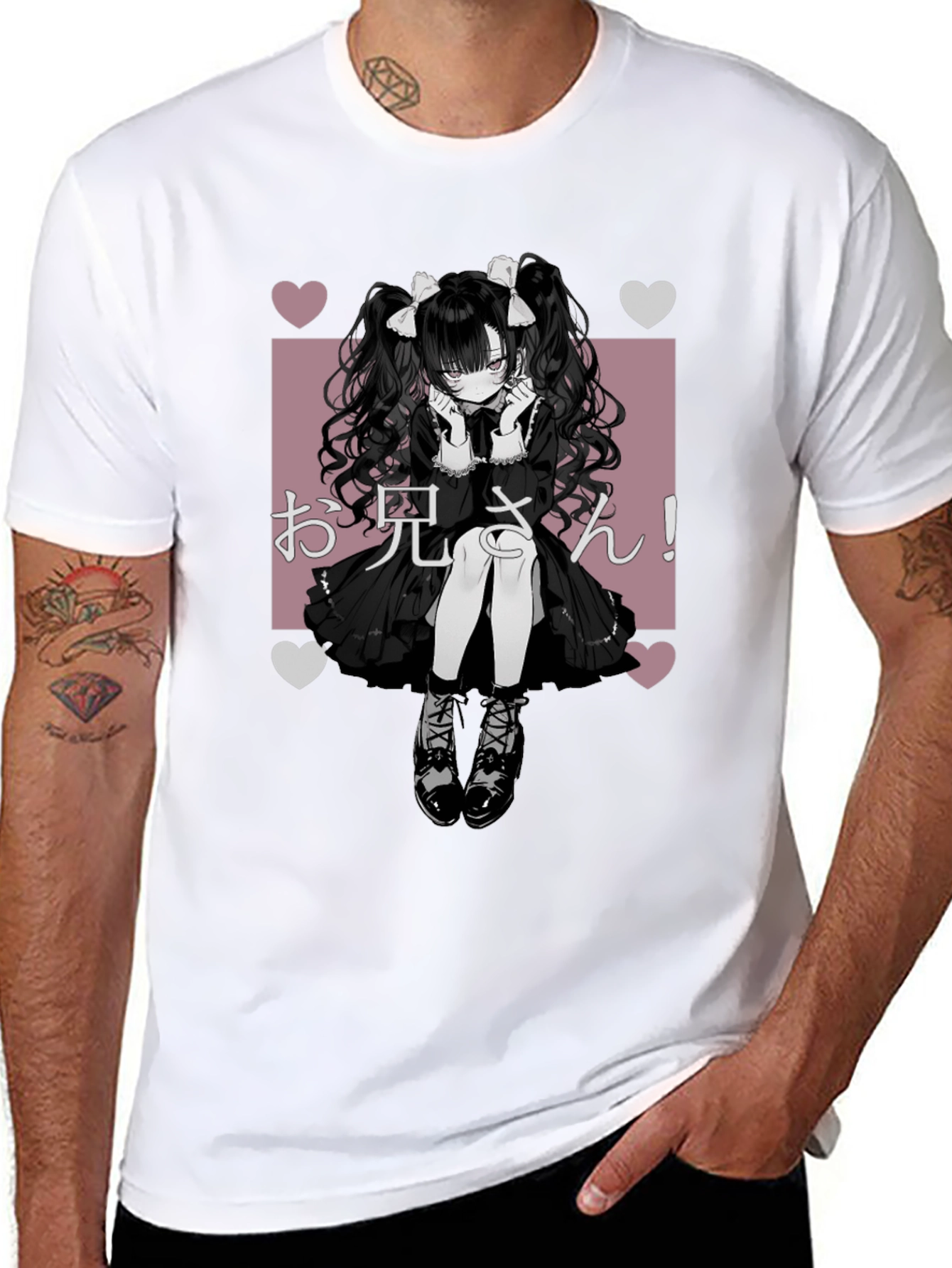 Anime Girl Graphic T-Shirt - Black