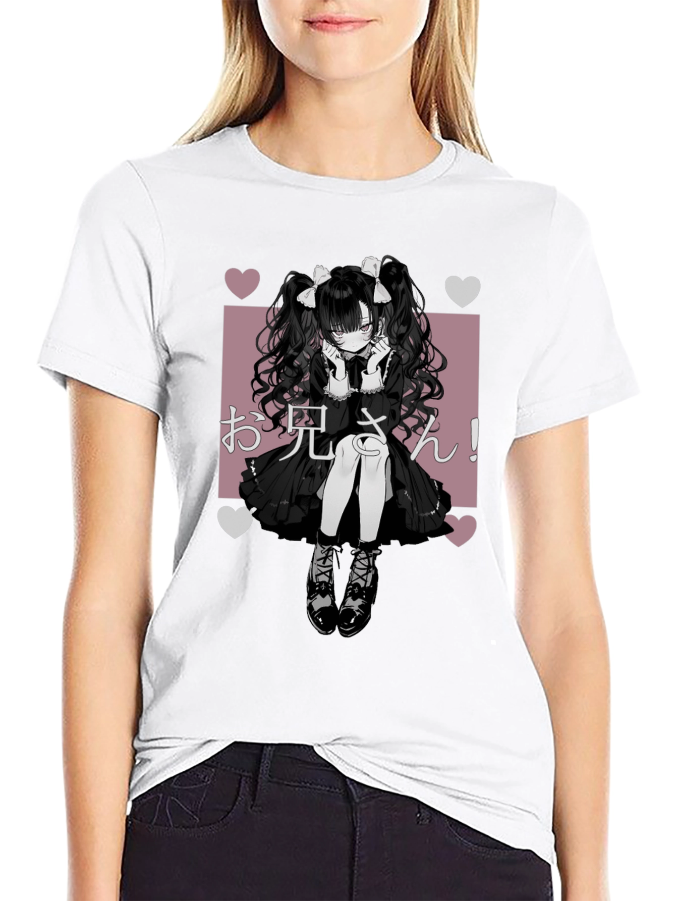 Anime Girl Graphic T-Shirt - Black