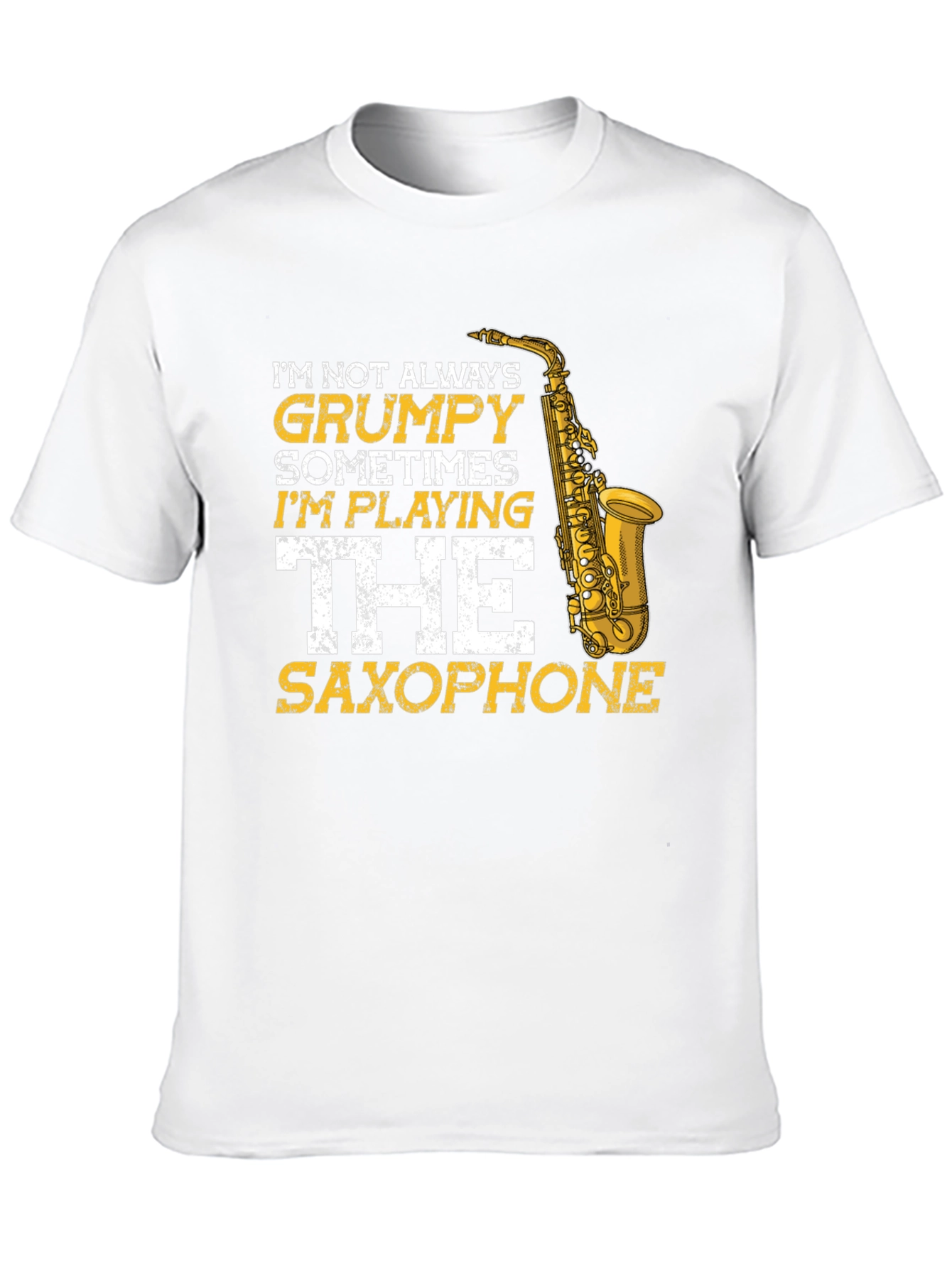 Grumpy Saxophone Player Graphic Tee - Black Cotton T-Shirt