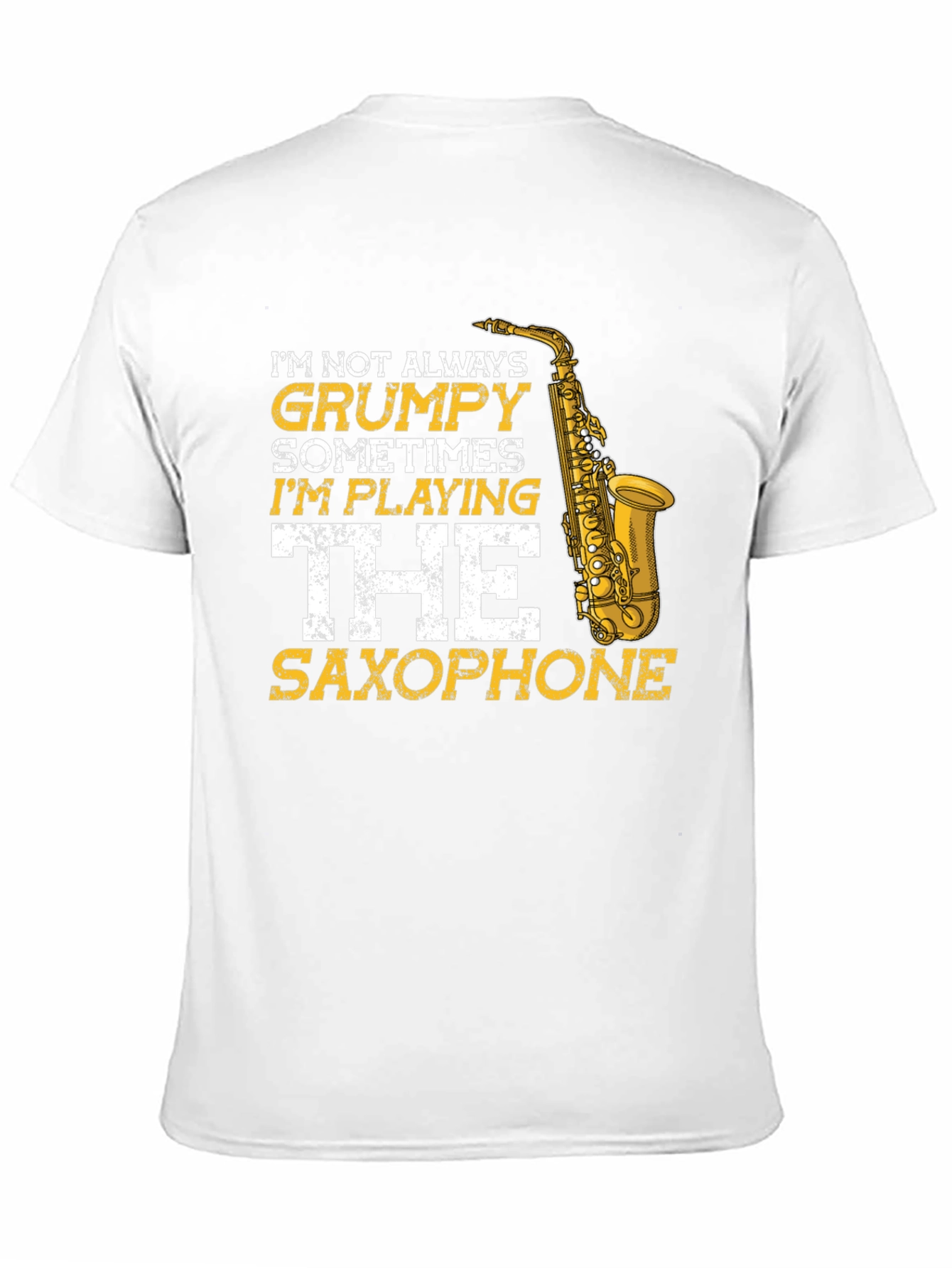 Grumpy Saxophone Player Graphic Tee - Black Cotton T-Shirt
