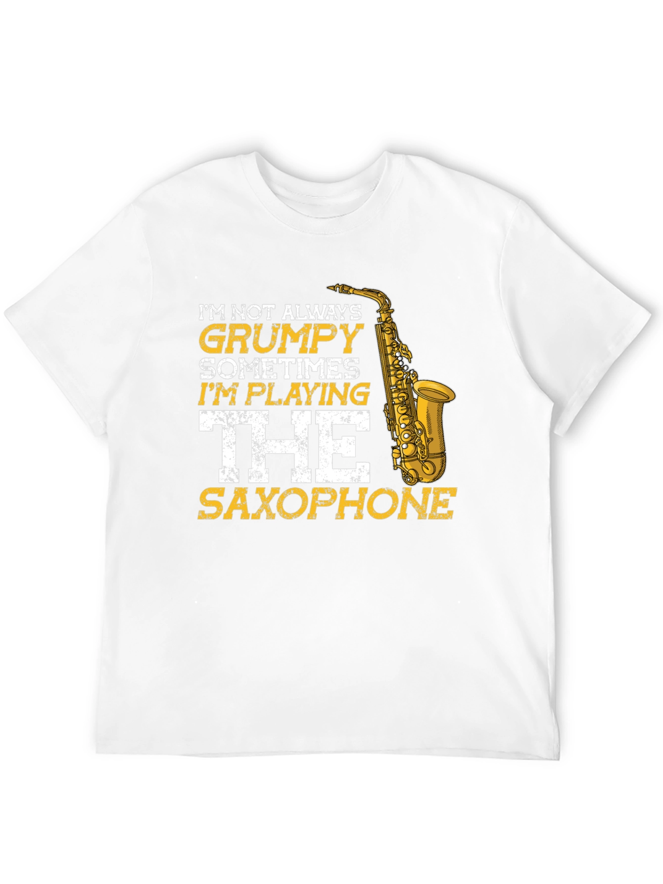 Grumpy Saxophone Player Graphic Tee - Black Cotton T-Shirt