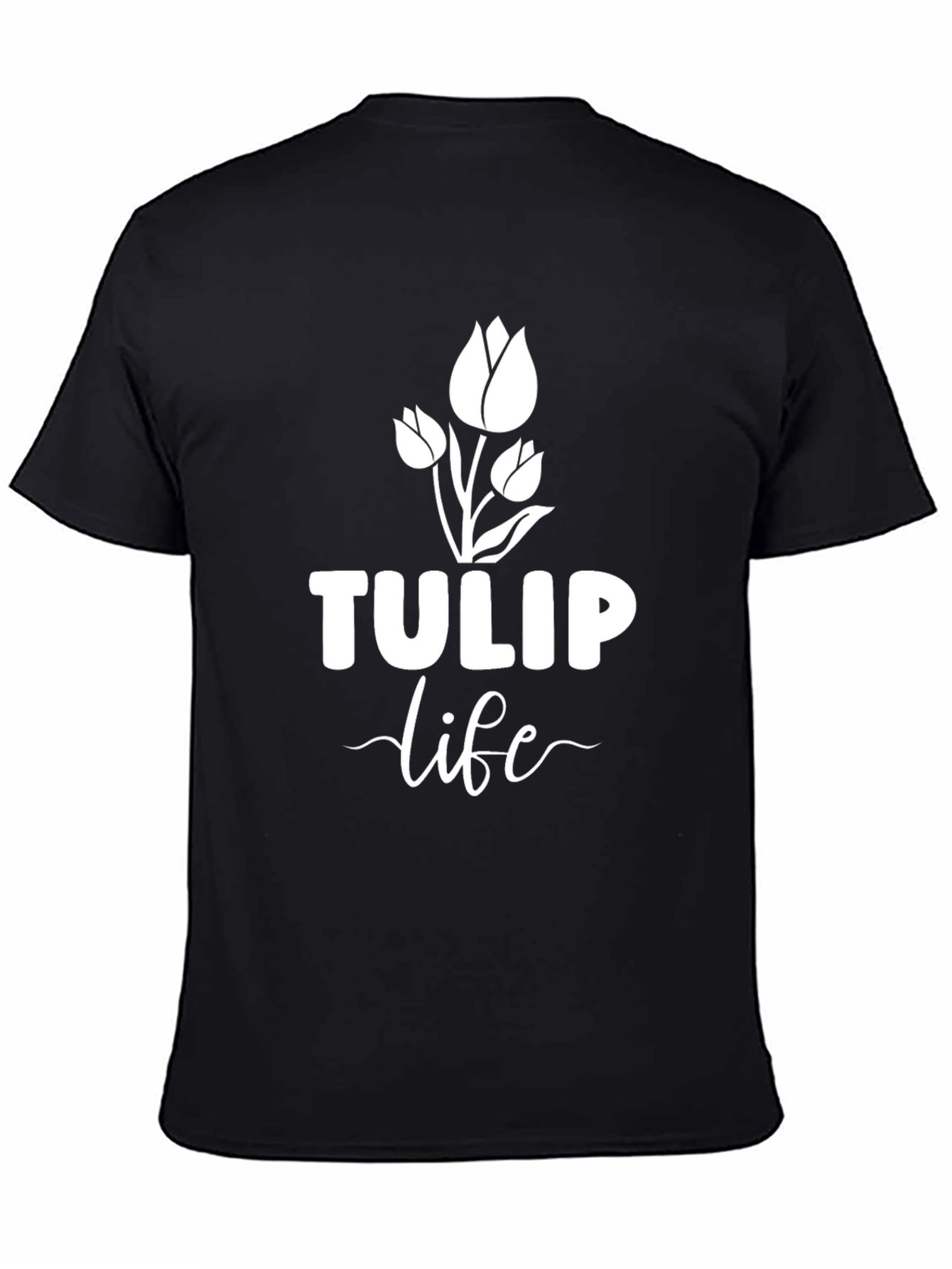 Tulip Life Black T-Shirt - Floral Design