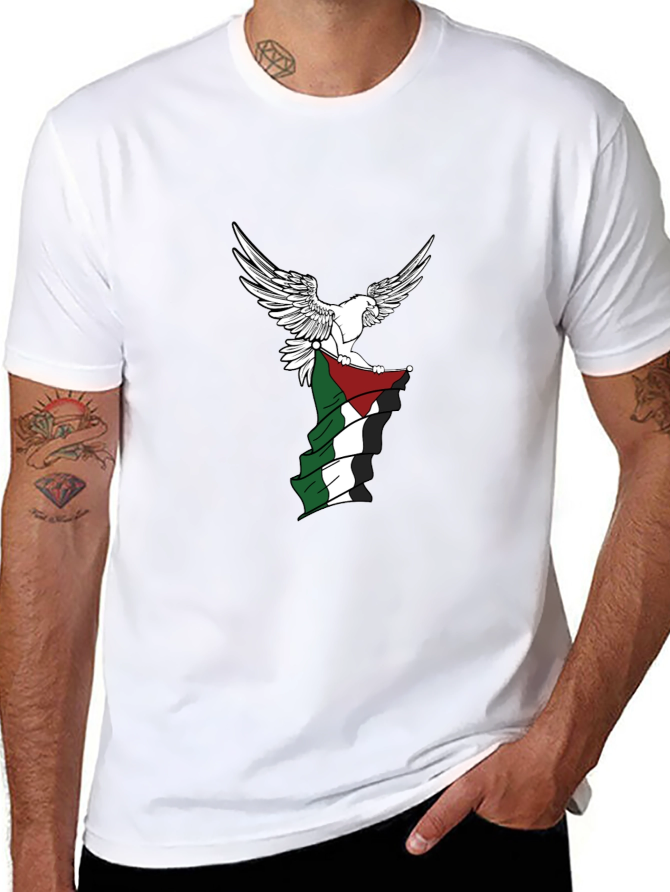 Palestinian Eagle Flag Graphic Tee - Black