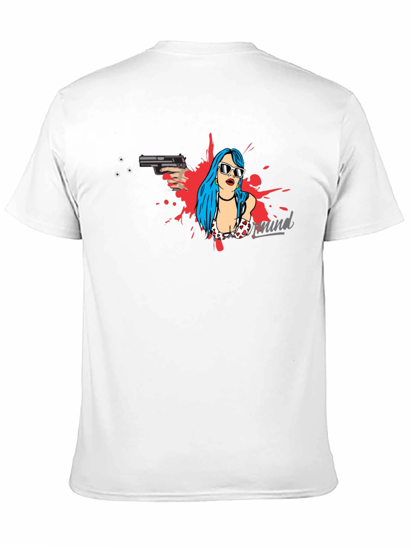 Edgy Graphic Print Tee - Gun & Girl Design