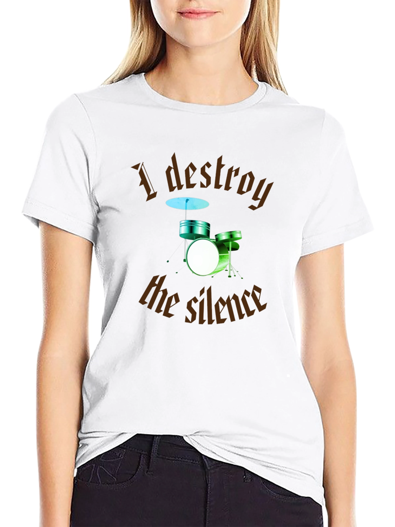 Destroy the Silence T-Shirt - Drum Set Design