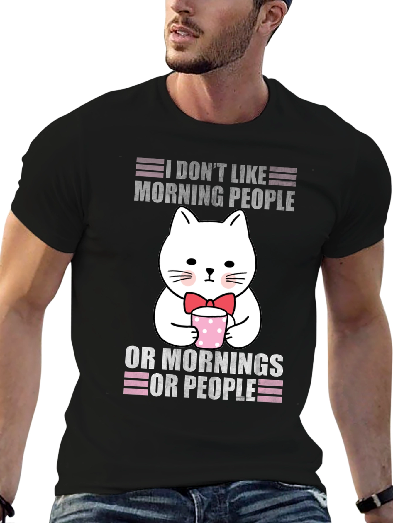 Funny Cat Morning People T-Shirt