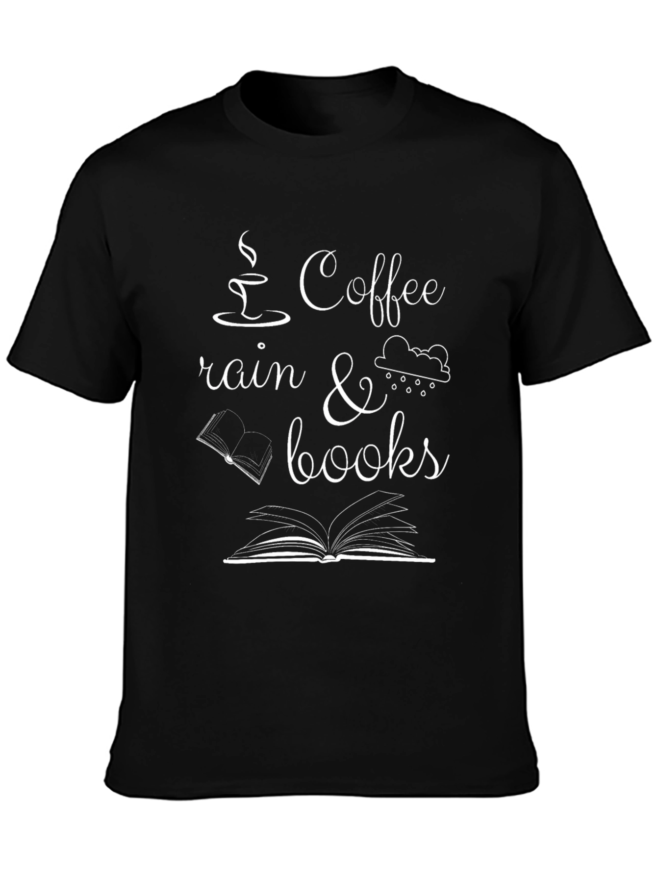 Coffee Rain & Books Graphic T-Shirt