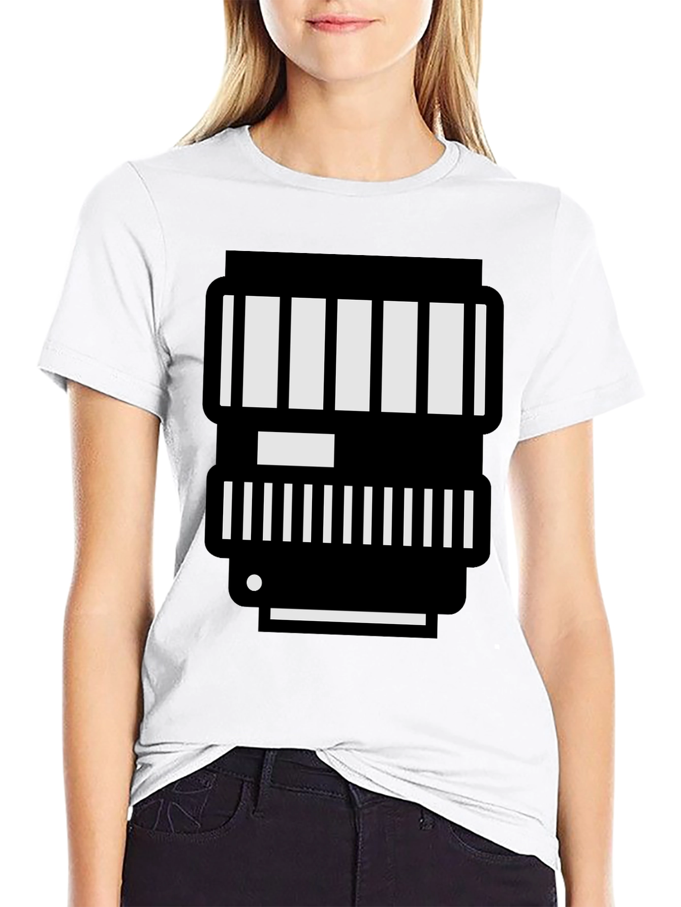 Camera Lens Graphic Tee - Black Cotton T-Shirt