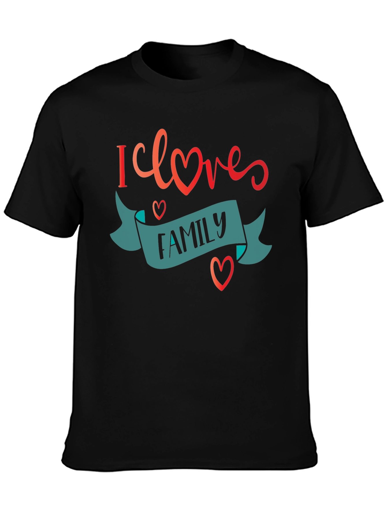 I Love Family Black Graphic Tee