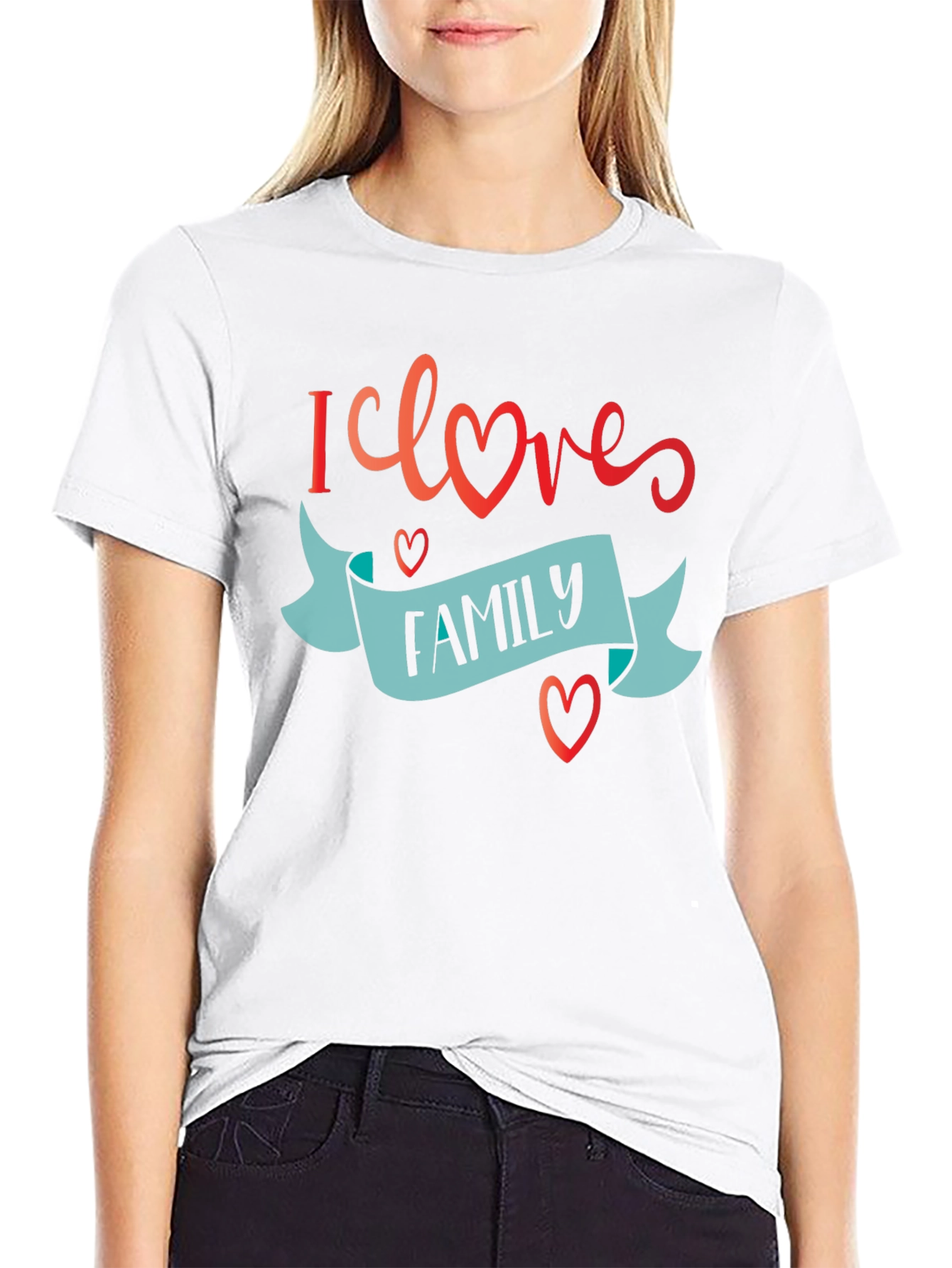 I Love Family Black Graphic Tee