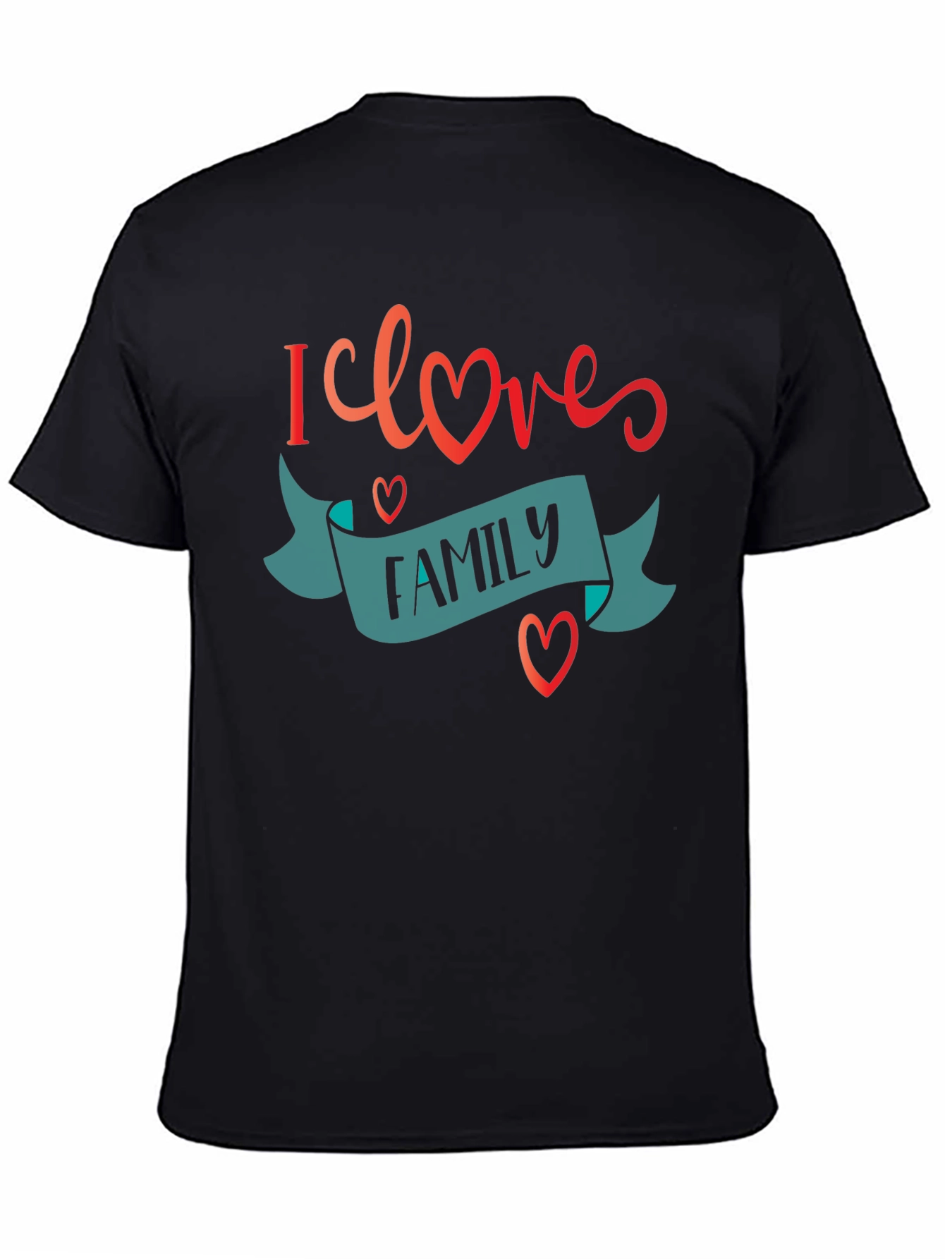 I Love Family Black Graphic Tee