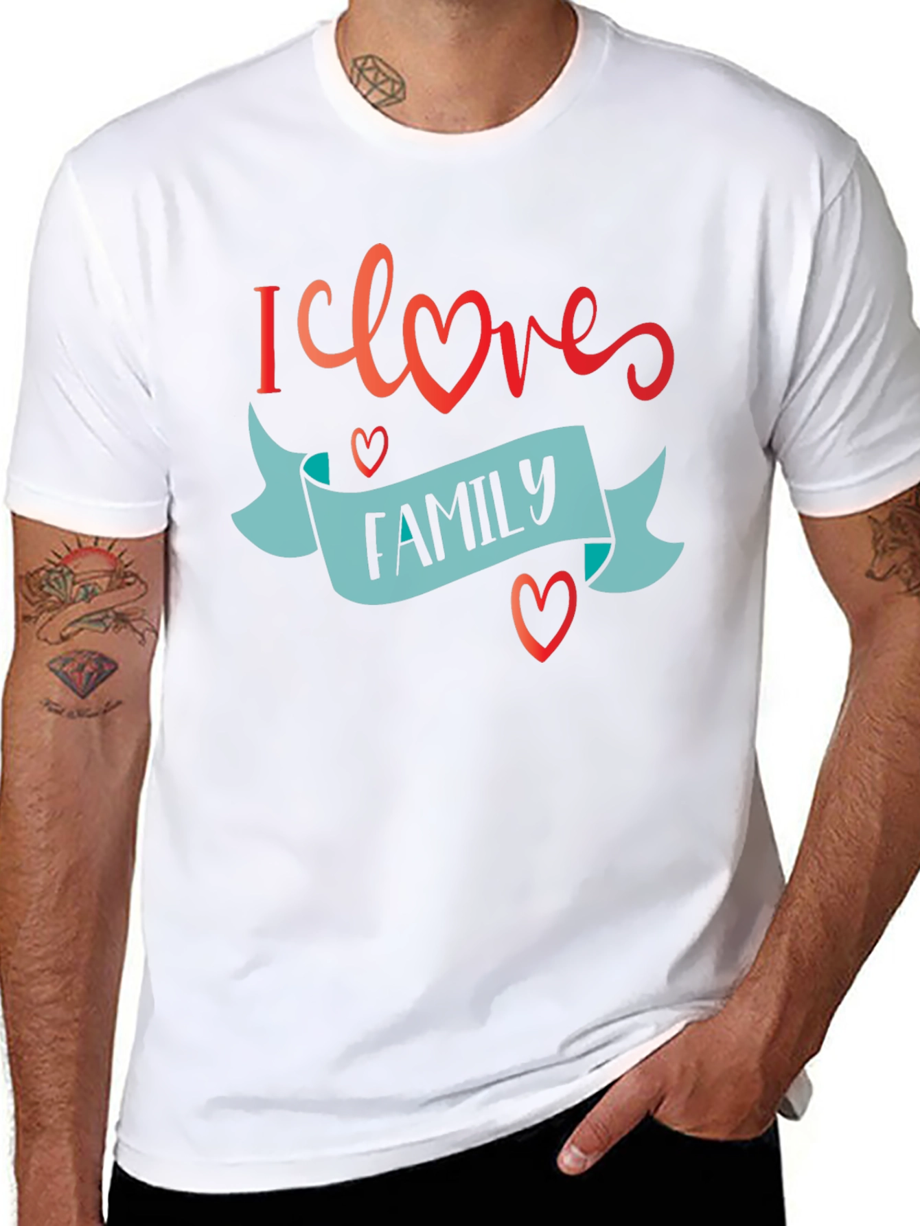 I Love Family Black Graphic Tee