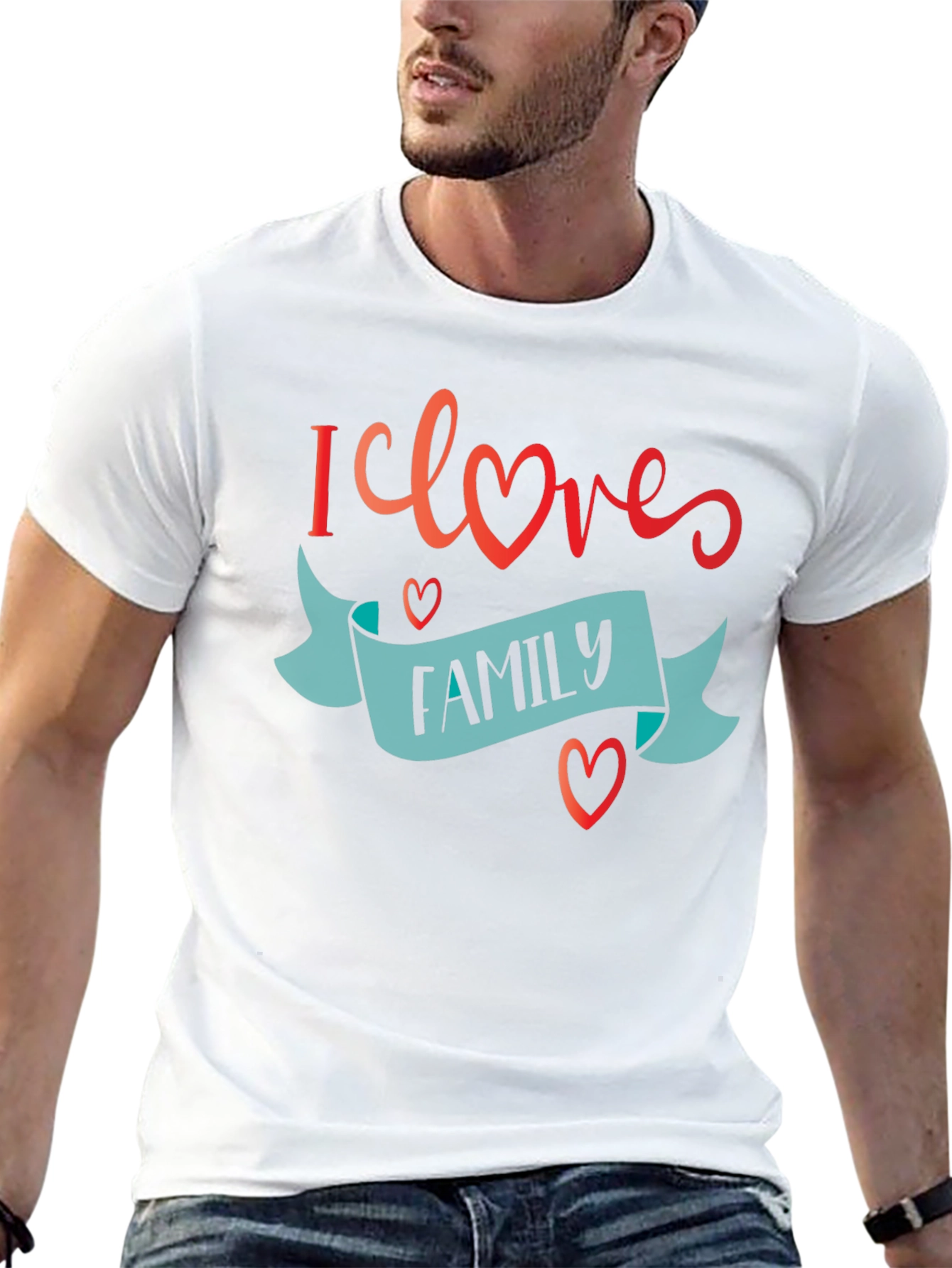 I Love Family Black Graphic Tee