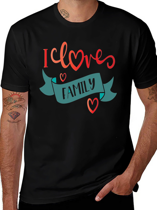 I Love Family Black Graphic Tee