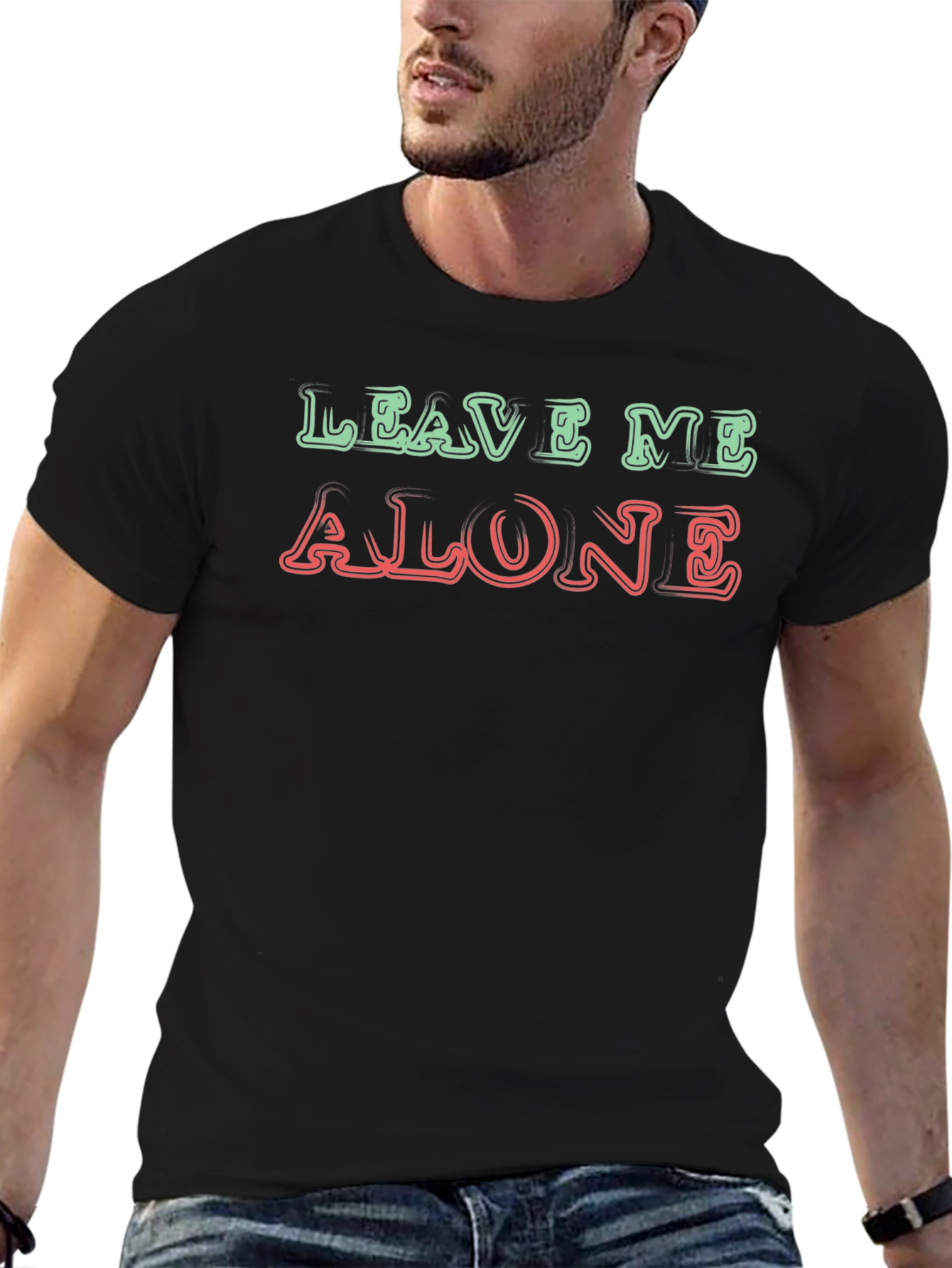 Leave Me Alone Graphic T-Shirt Black Casual