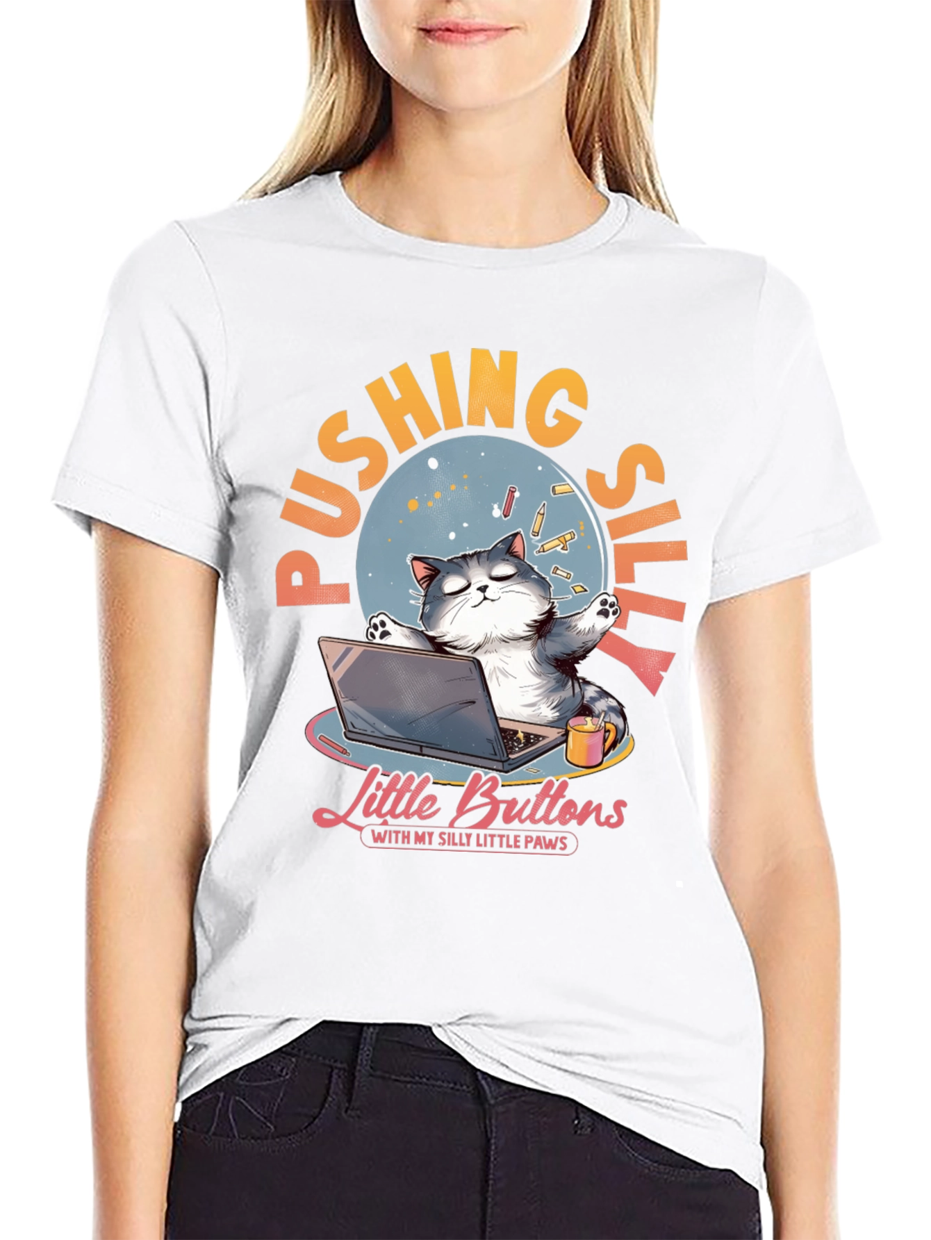 Silly Cat Laptop T-Shirt