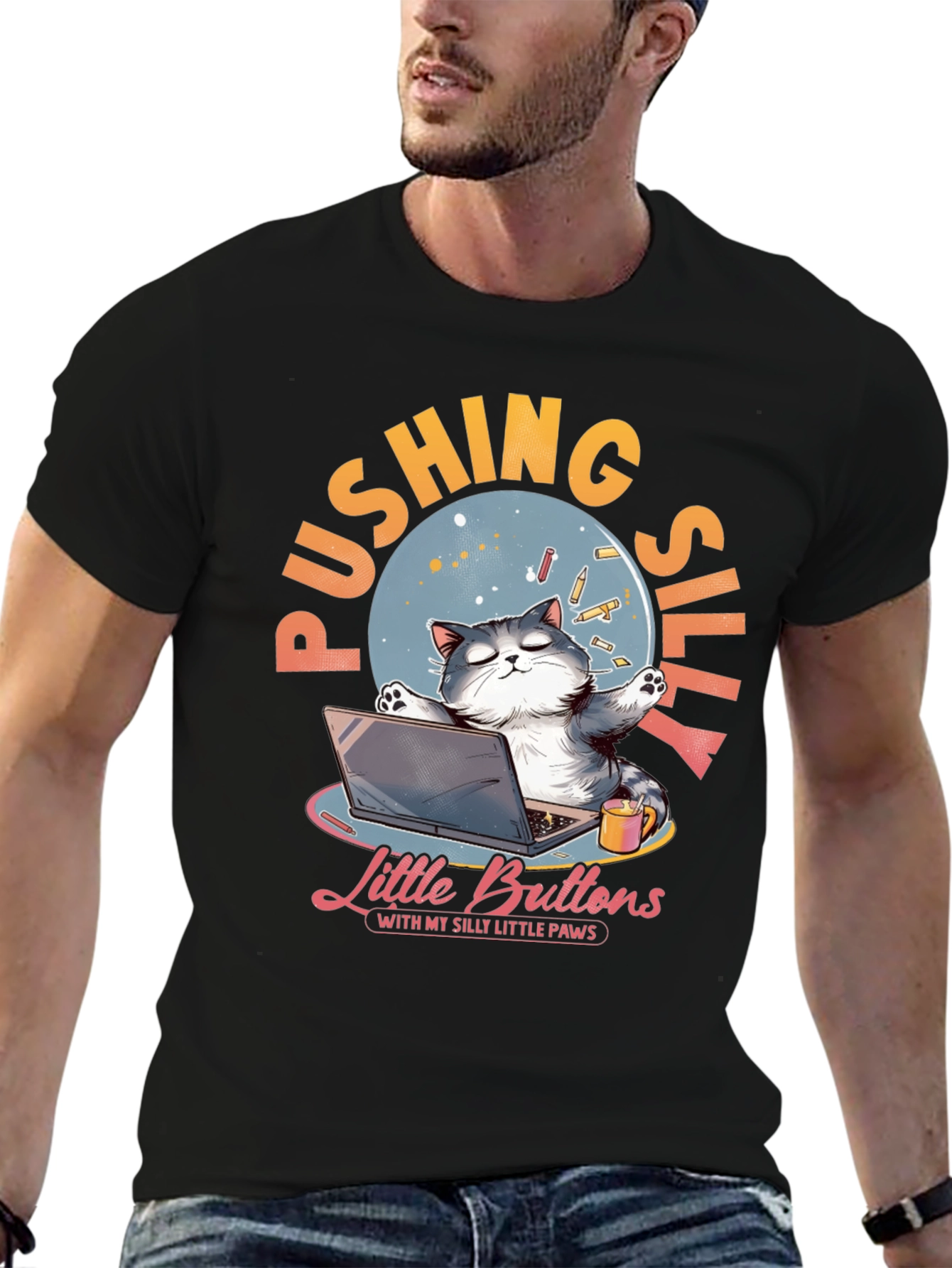 Silly Cat Laptop T-Shirt