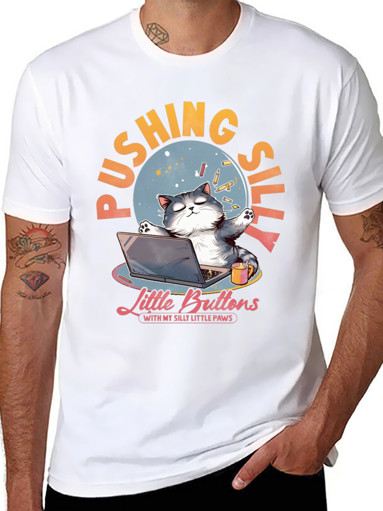 Silly Cat Laptop T-Shirt