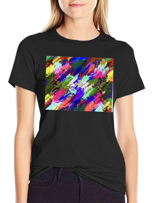 Abstract Art T-Shirt - Colorful Brushstroke Design