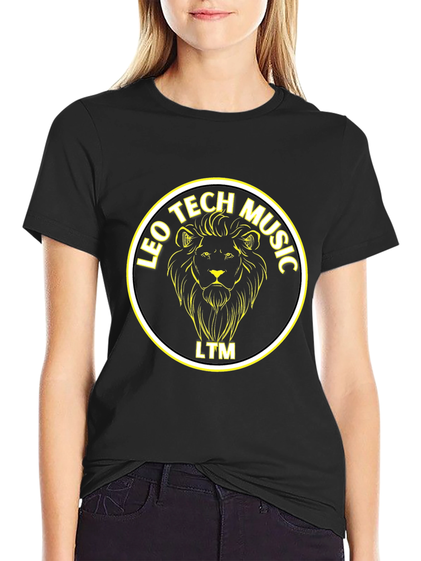 Leo Tech Music Lion Graphic Black T-Shirt
