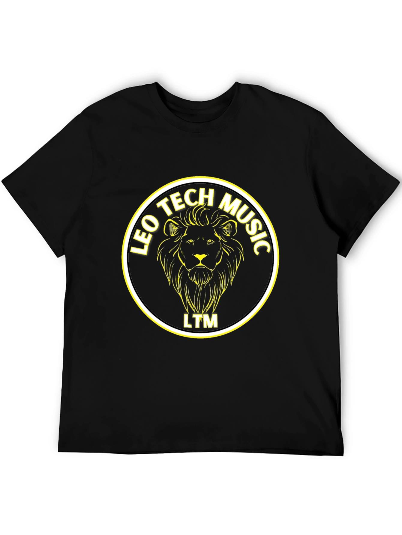 Leo Tech Music Lion Graphic Black T-Shirt
