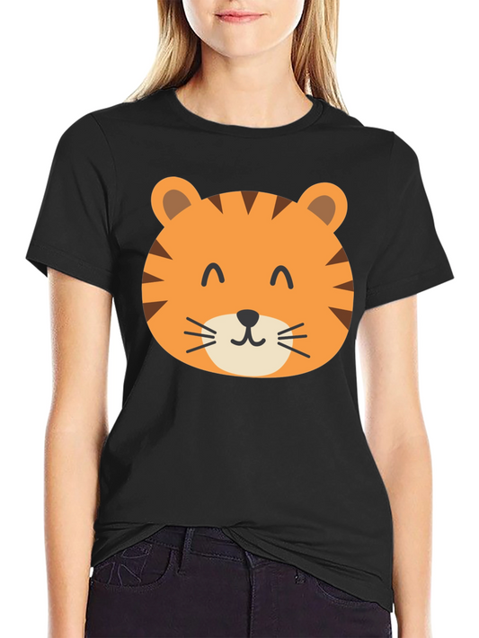 Cute Tiger Graphic Black T-Shirt
