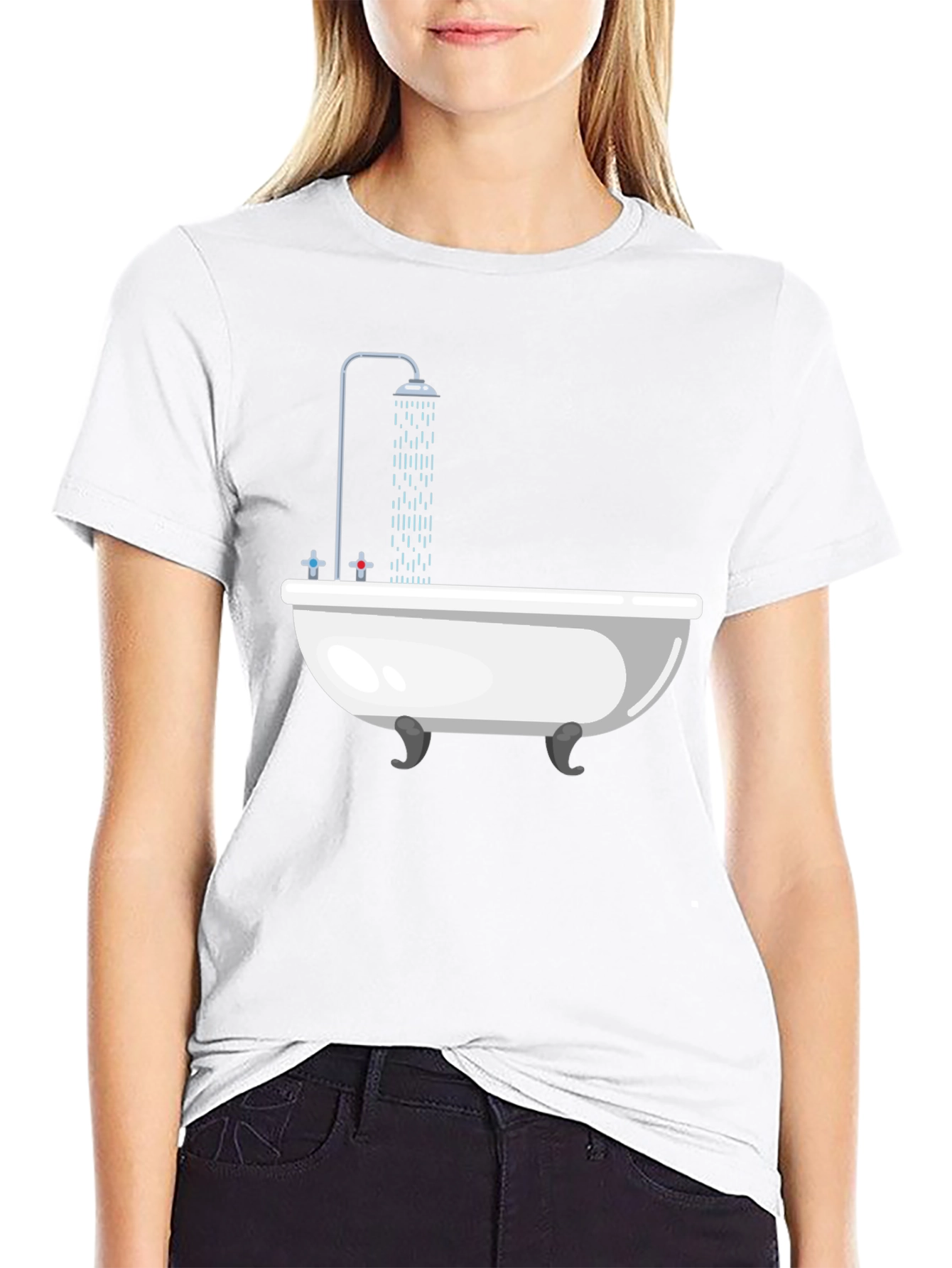 Funny Shower Tub Black T-Shirt