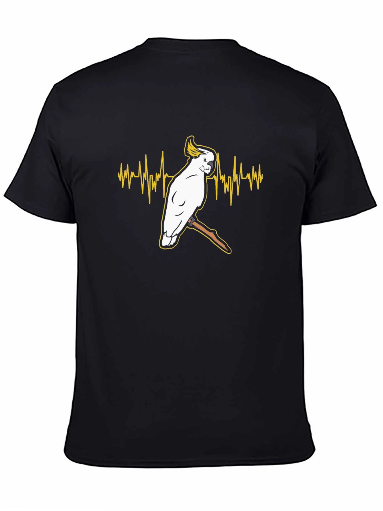 Cockatoo Heartbeat T-Shirt - Black Cotton Tee
