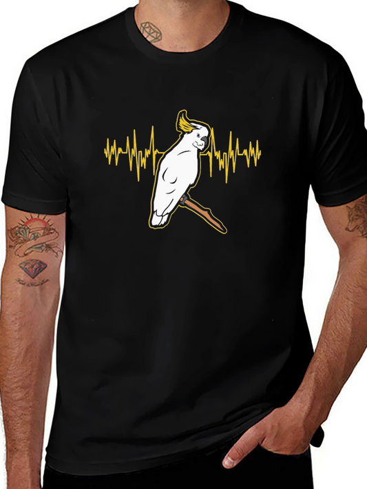 Cockatoo Heartbeat T-Shirt - Black Cotton Tee